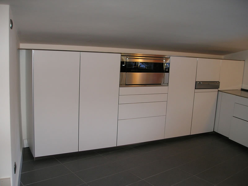 Custom lacquered kitchen cabinets