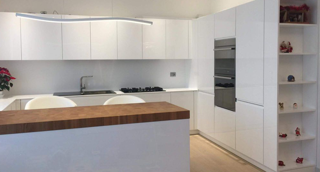 Custom lacquered kitchen cabinets